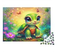 Cute Turtle Fantasy 1000 Piece Jigsaw Puzzle Big Eyes Tiny Turtle Stress Relief Brain Exercise Premium Thick Cardboard for Adults Gift for Kids Gift 52x38cm/1000pcs