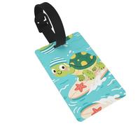 Cute Turtle Luggage Tags for Suitcases, PVC Suitcase Tag with Secure Strap Suitcase Identifier with Privacy Name Card for Travel Bag Tags Personalized Baggage Tag for Women Men