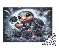 Cute Turtle Moon 1000 Pieces Jigsaws for Adults 14+, Premium Cardboard, Turtle with Rose, Challenging Brain Teaser, Home Wall Art Decor 38x26cm/1000pcs