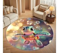 Cute Turtle Pattern Round Rugs 100cm, Non Slip Area Rugs for Bedroom & Living Room - Soft Machine Washable Colorful Circle Carpet, Non Shedding Floor Mats for Home Room Decorative
