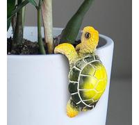 Cute Turtle Plant Pot Hanger - Resin Climbing Tortoise Statue for Potted Plants, Bonsai & Succulents, Weatherproof Garden Decor Ornament for Balcony Patio Lawn Yard, Plant Lover Gift/Yellow