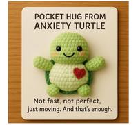 Cute Turtle Pocket Hug, Hand-CrochetedCute TurtlePocket Doll Cute And Positive Plush Toy Small InspiringTurtle Pocket Doll Comes With A Positive Card for Family and Friends (Green)