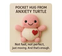 Cute Turtle Pocket Hug, The Storm Won't Last Forever, Keep Going - Your Rainbow Is Coming, Turtle Desk Buddy Cute Little Pocket Hug (Pink)