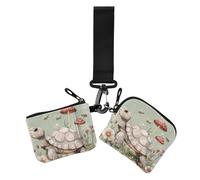 Cute Turtle Reptile Realistic Style Women's Wallets Card Cases Mini Fashion Card Wallet Money Organizer with Keychain for Woman 2 Packs, cute Turtle reptile realistic style, One Size, Casual