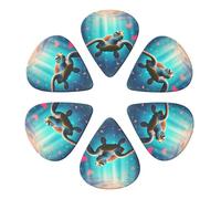 Cute Turtle Underwater Hearts Guitar Picks 6 Pack Thin Medium Heavy Thickness Guitars Pick For Acoustic Electric Guitar Ukulele Bass 0.46mm