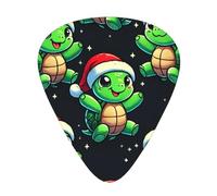 Cute-Turtles-Santa-Hats 12 Pack Guitar Picks With 3 Thicknesses And Storage Box, Abs Plectrums For Electric Bass Guitar Players