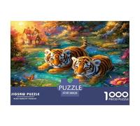 Cute Twin Tigers 1000 Piece Jigsaw Puzzles for Adults Impossible Beautiful Home Decoration Art Colorful DIY Craft 38x26cm/1000pcs