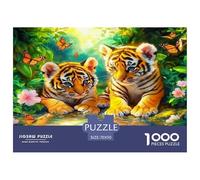 Cute Twin Tigers 1000 Pieces Jigsaw Puzzles for Adults Fun, Challenging & Brainteasing Beautiful Home Decoration Art Colorful DIY Craft 70x50cm/1000pcs