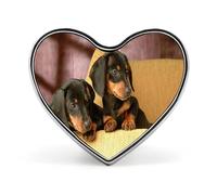 Cute Two Dachshund Dog Button Pin Elegant Heart Lapel Pin Fashion Love Printed Brooch Badge Funny Enamel Pins Brooch Pins Pinback Button Badges for Bag Jacket Clothes Accessories