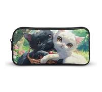 Cute Two Happy Cats Pencil Case Durable Pen Pouch Organizer Portable Stationery Pen Bag Makeup Bag