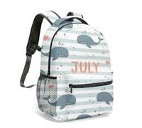 Cute Two Narwhals Undersea World 42cm Rucksack for Kids Ocean Seaweed Coral Backpack 360 Full Print (03)