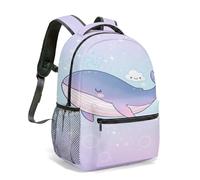 Cute Two Narwhals Undersea World 42cm Rucksack for Kids Ocean Seaweed Coral Backpack 360 Full Print (02)