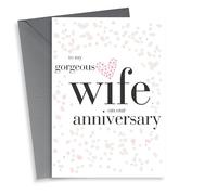Cute Typography Wedding Anniversary Card - Wife - To My Gorgeous Wife On Our Anniversary