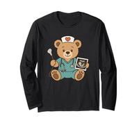 Cute Ultrasound Nurse Teddy Bear Healthcare OB Student Long Sleeve T-Shirt