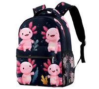 Cute Underwater Pink Axolotl with Bubbles Travel Backpack for Adults, School Laptop Rucksack with Adjustable Strap