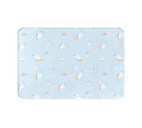Cute Unicon Pattern-Blue Flannel Non-Slip Doormat 16x24in â€“ Premium Indoor/Outdoor Floor Mat With Full-Print Single-Side Design, Thick 1cm Polyester Flannel Fabric & Dot-Coated Anti-Slip Backing