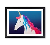 Cute Unicorn Abstract Framed Print | A3 Black Framed Wall Art | Ready to Hang | Abstract Animal Picture | Living Room Bedroom Lounge Office