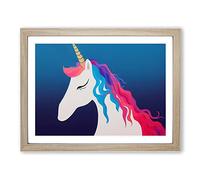 Cute Unicorn Abstract Framed Print | A4 Oak Framed Wall Art | Ready to Hang | Abstract Animal Picture | Living Room Bedroom Lounge Office