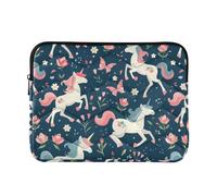 Cute Unicorn Blue Laptop Sleeve 13 16 Inch, Soft Padded Computer Bag Protective Case, Slim Portable Notebook Briefcase, Large