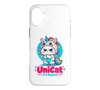 Cute Unicorn Cat Magical Kitty Rainbow Fantasy Cat Lover Case for iPhone 16 Plus