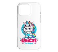 Cute Unicorn Cat Magical Kitty Rainbow Fantasy Cat Lover Case for iPhone 16 Pro