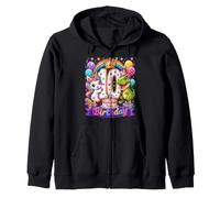 Cute Unicorn Dinosaur 10yr 10th Birthday Ten Year Old Girls Zip Hoodie