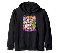 Cute Unicorn Dinosaur 5yr 5th Birthday Five Year Old Girls Zip Hoodie