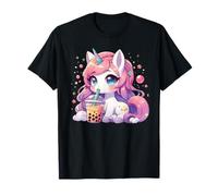 Cute Unicorn Drinking Boba Tea Bubble Tea For Kids Girls T-Shirt
