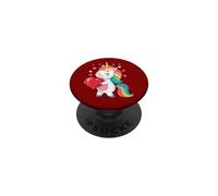 Cute Unicorn Holding Heart Valentine's Day Rainbow PopSockets Adhesive PopGrip
