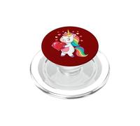 Cute Unicorn Holding Heart Valentine's Day Rainbow PopSockets PopGrip for MagSafe