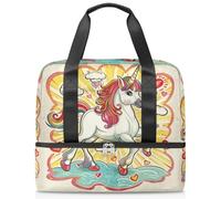 Cute Unicorn Horse Sports Duffle Bag for Women Men Kirls Boys Girls 21 L Weekend Overnight Bags Wet Seperated Tote Bag for Travel Gym Yoga