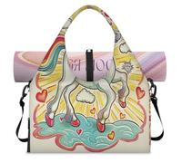 Cute Unicorn Horse Sports Duffle Bag with Shoe Compartment Weekend Overnight Bags Tote Cabin Luggage Bag for Gym Yoga Travel