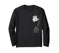 Cute Unicorn in My Pocket Colorful Pastel Magical Stars Kind Long Sleeve T-Shirt