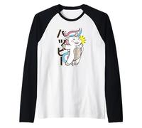 Cute Unicorn Kawaii Happy Expression Japanese Style Raglan Baseball Tee