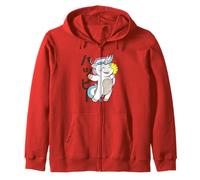 Cute Unicorn Kawaii Happy Expression Japanese Style Zip Hoodie