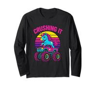 Cute Unicorn Monster Truck Crushing It Kids Birthday Party Long Sleeve T-Shirt