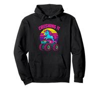 Cute Unicorn Monster Truck Crushing It Kids Birthday Party Pullover Hoodie