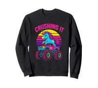 Cute Unicorn Monster Truck Crushing It Kids Birthday Party Sweatshirt