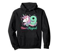 Cute Unicorn Nine & Magical 9 Year Old Girl 9th Birthday Pullover Hoodie