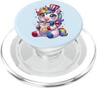 Cute Unicorn Patriotic 4th of July Gift Bubble Boba Tea USA PopSockets PopGrip for MagSafe