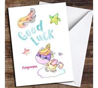 Cute Unicorn Personalised Good Luck Card - Personalised Good Luck Card, Sending Luck, Custom Good Luck Card
