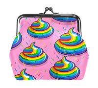 Cute Unicorn Poop Pink Women’s PU Leather Coin Wallets Girls Mini Buckle Coin Purse Pouch