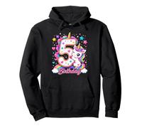 Cute Unicorn Rainbow 5yr 5th Birthday Five Year Old Girls Pullover Hoodie