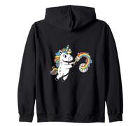 Cute Unicorn Rainbow Soccer Kids Fantasy Zip Hoodie