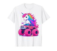 Cute Unicorn Riding A Pink Monster Truck Lover Birthday Kids T-Shirt