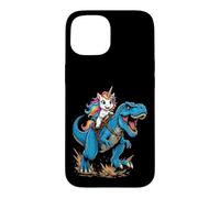 Cute Unicorn Riding T Rex Dinosaur Fantasy Adventure Scene Case for iPhone 15