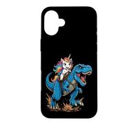 Cute Unicorn Riding T Rex Dinosaur Fantasy Adventure Scene Case for iPhone 16 Plus