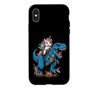 Cute Unicorn Riding T Rex Dinosaur Fantasy Adventure Scene Case for iPhone X/XS