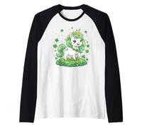 Cute Unicorn Shamrock St Patricks Day Girls Kids Lepricorn Raglan Baseball Tee