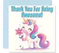 Cute Unicorn Thank You Card for Boys Girls - Awesome Animals - Thankyou Cards for Daughter Grandson Sister Cousin, 145mm Thank You So Much Appreciation Greeting Cards